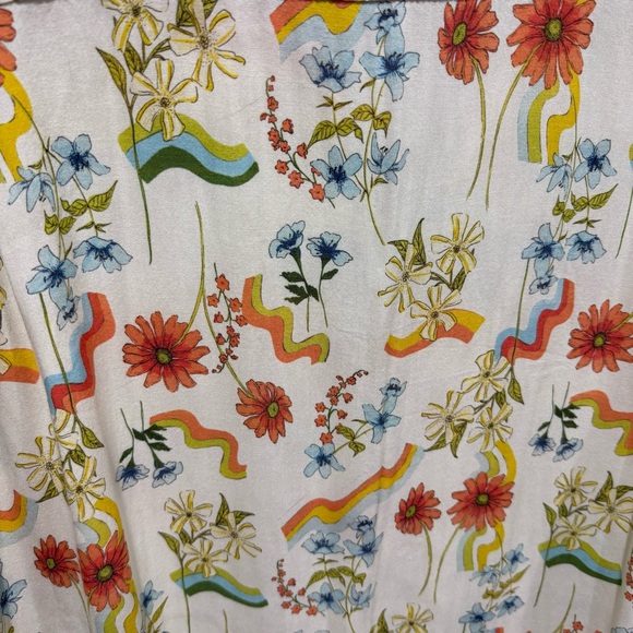 PacSun XL Retro Floral Button Shirt Hippie Pride Rave Festival Vacation Summer - Picture 10 of 12